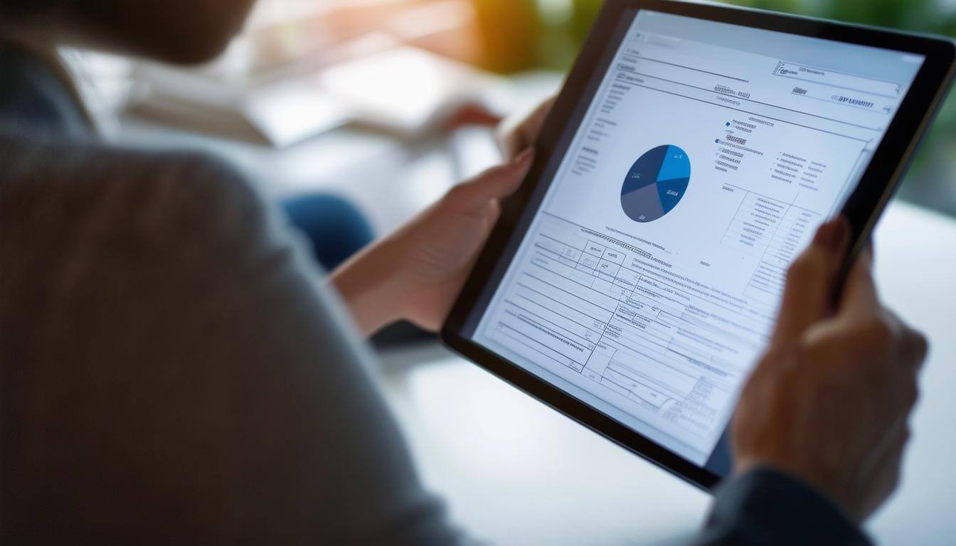 Individuals reviewing reports or electronic case report forms eCRFs on a tablet or computer